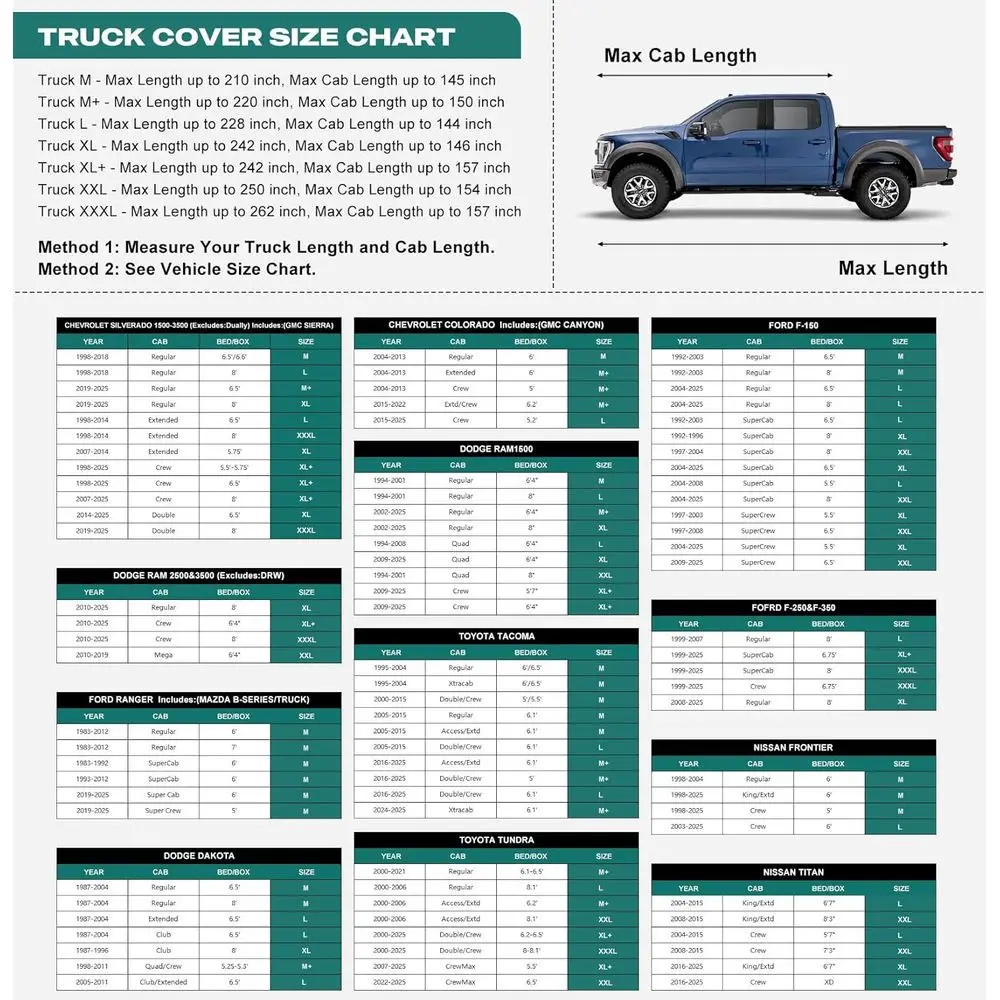 غطاء شاحنة عالي التحمل مقاوم للماء مكون من 16 طبقة لتاكوما، تندرا، تيتان، F-150، رام 1500، سيلفرادو 1500، سييرا 1500 - حتى 228 #5