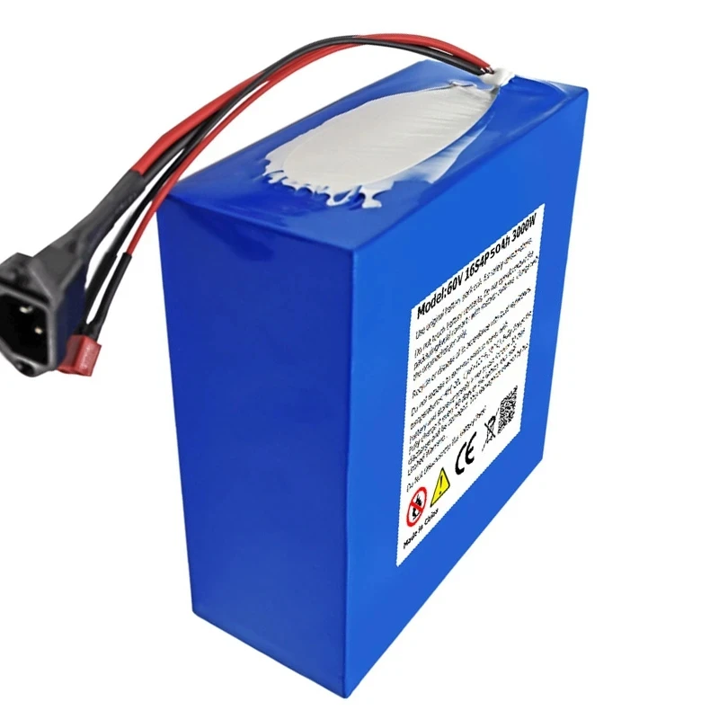 60V 50AH Electric Bike 18650 Battery For Scooter Motorcycle 67.2V 16S4P 3000W Rechargeable Battery With Same Port BMS+Charger