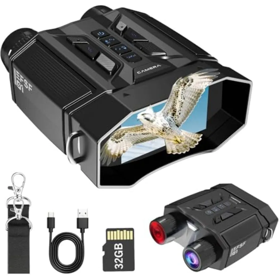 

Night Vision Goggles for camping, black polycarbonate body, infrared night vision with backlit buttons, 4000mAh battery 32GB ca