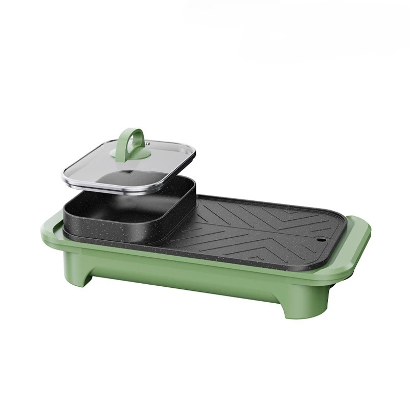 

Non-stick rinse and grill integrated pot household multi-functional square electric hot