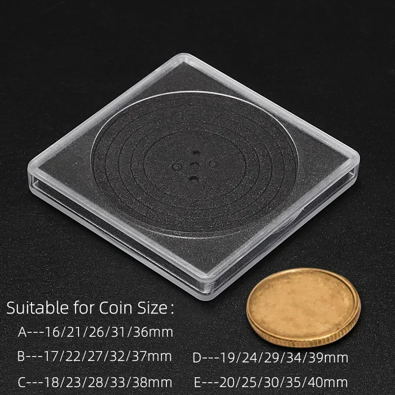 10PCS Plastic Square Coin Holder Capsules Container Coin Transparent Gaine Small Round Coin Collection Boxes Display 16mm-40mm