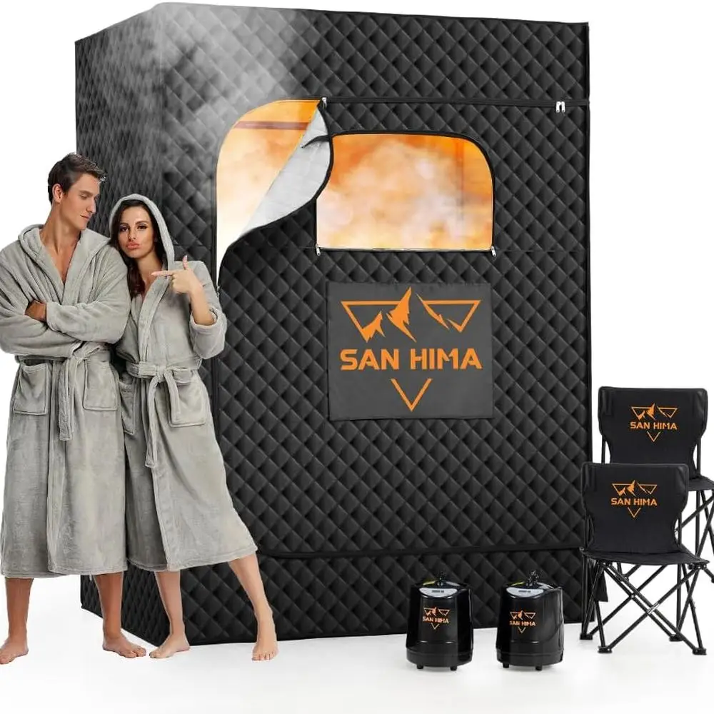 

Portable Sauna for Home - 2 Person Steam Sauna Box at Home Spa with 3L 1500W Steamer, 9 Levels Heat, 90 Minute Timer, Foldable C