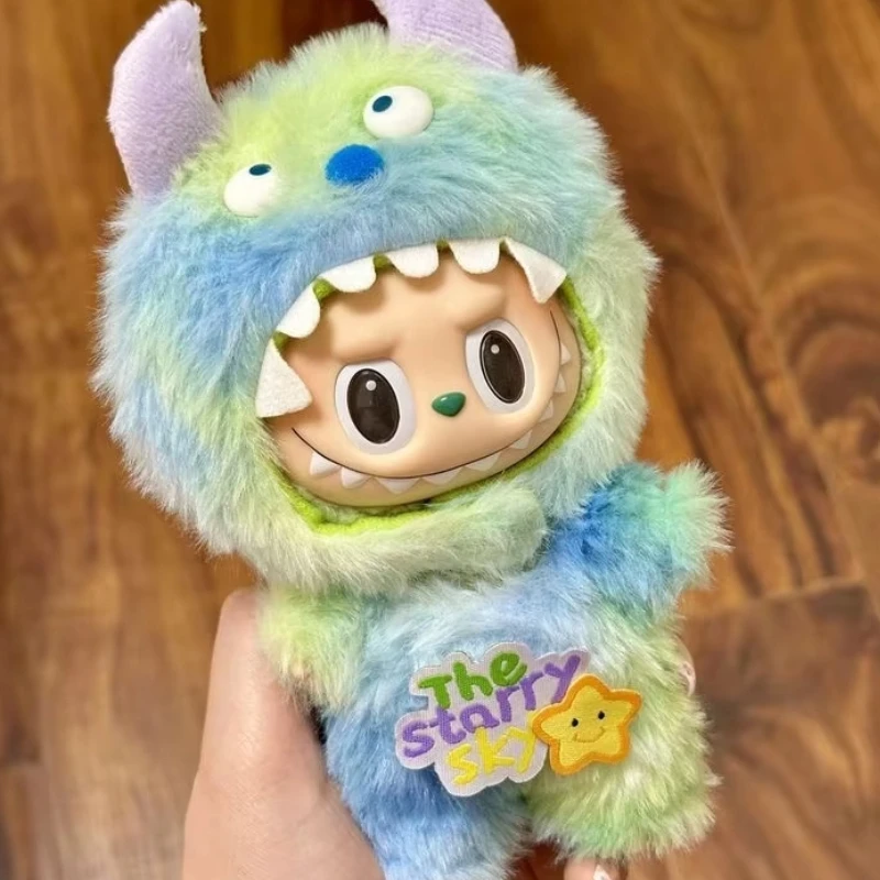 Conjunto de ropa de peluche con colgante, accesorios suaves para muñecas Labubu de 17cm V1 V3, ropa para muñecas coleccionables