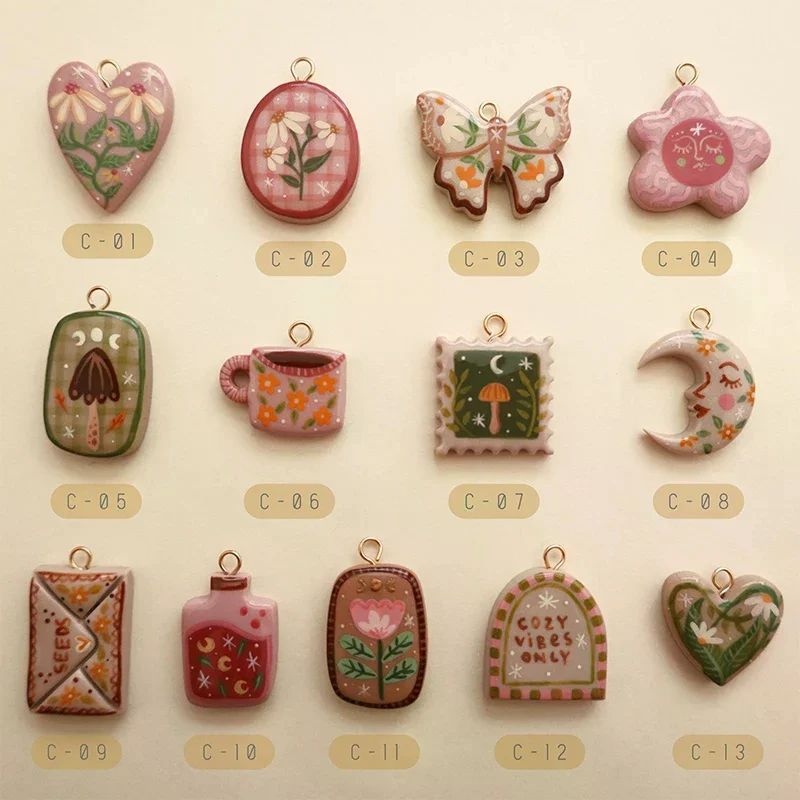 New Fashion Bow Moon Pendant DIY Drip Oil Painting Color Series Plating Color Preservation