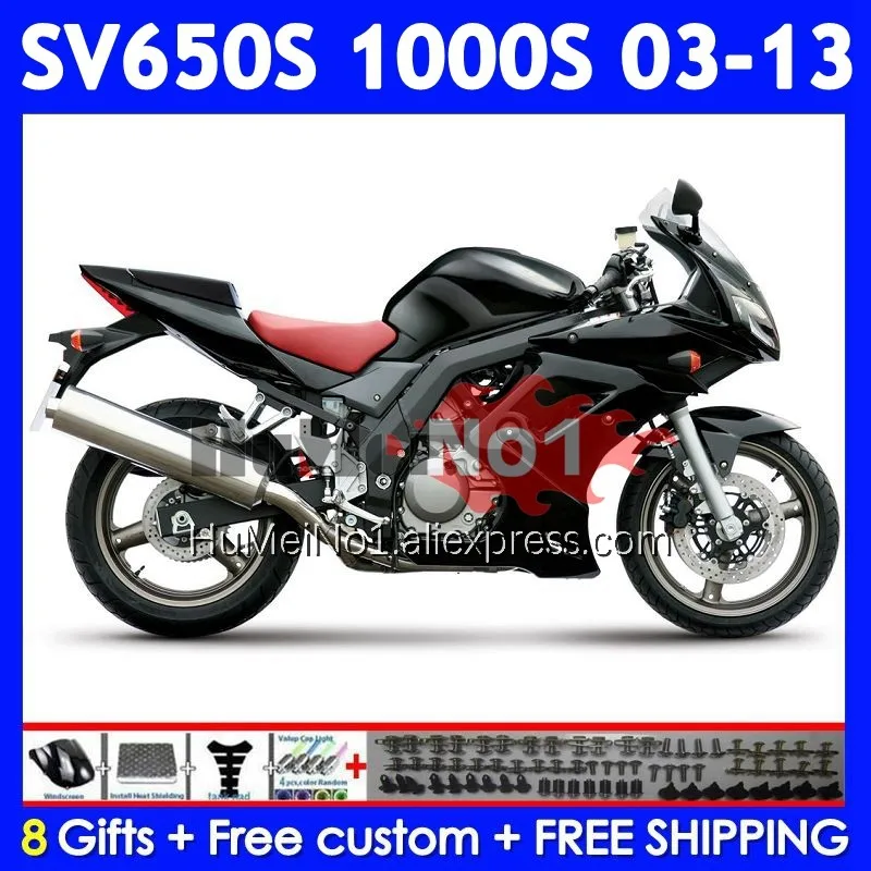 Glossy Black SV1000S For SUZUKI SV650S SV650 SV1000 S 112No.0 SV 650S 1000S 2003 2004 2005 2006 2007 2008 09 10 11 12 13 Fairing