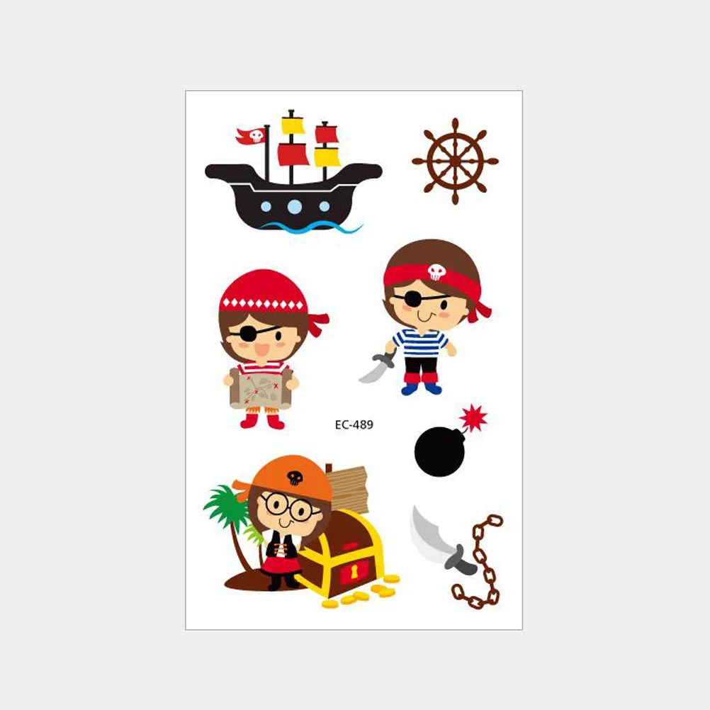 

12 Sheets Halloween Stickers Funny Kid Pirate Body Decor Stickers for Festival Party Gathering (Random Pattern)
