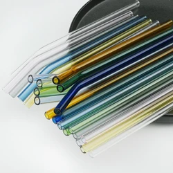 20Pcs Colorful Glass Straws Reusable for Outdoor Picnic Camping Smoothies Shakes Tea Juice Cocktails with 4Pcs Clean Brush