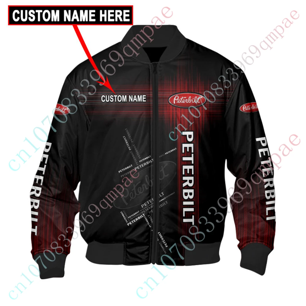 

Peterbilt Bomber Jacket Harajuku Parkas Windbreaker Techwear Baseball Uniform Thick Coat Jackets For Men's Clothing Custom Logo