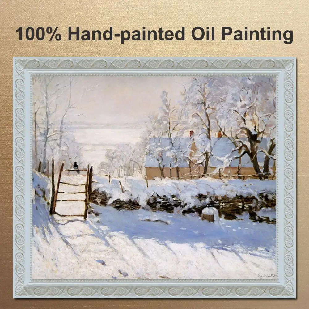 Impressionism Winter Landscapes Art Claude Monet Painting The Magpie Handmade Classic Canvas Artwork Wooden Frame Home Decor