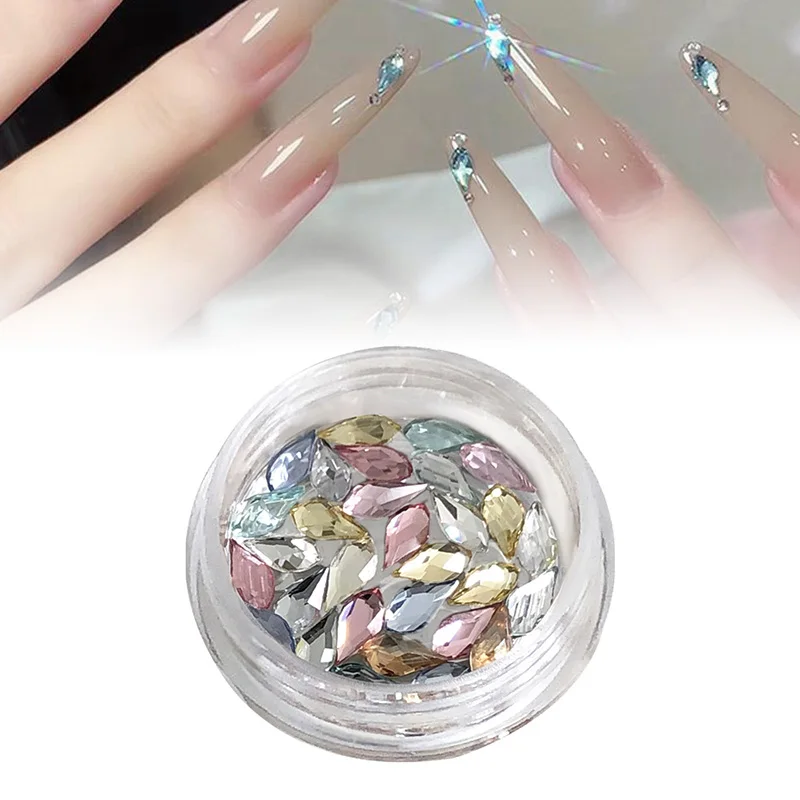 30 قطعة/صندوق غير النظامية على شكل الحفر مسمار الفن الراين ثلاثية الأبعاد كريستال مسمار الأحجار الكريمة اللؤلؤ DIY بها بنفسك مانيكير الزينة اكسسوارات #1