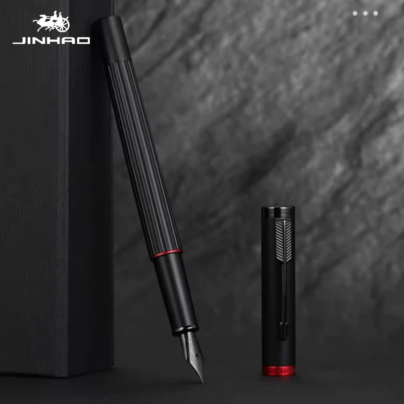 JINHAO-pluma estilográfica de 88A, bolígrafos de tinta de escritura de Metal negro y rojo F/EF, suministros escolares de oficina y negocios para