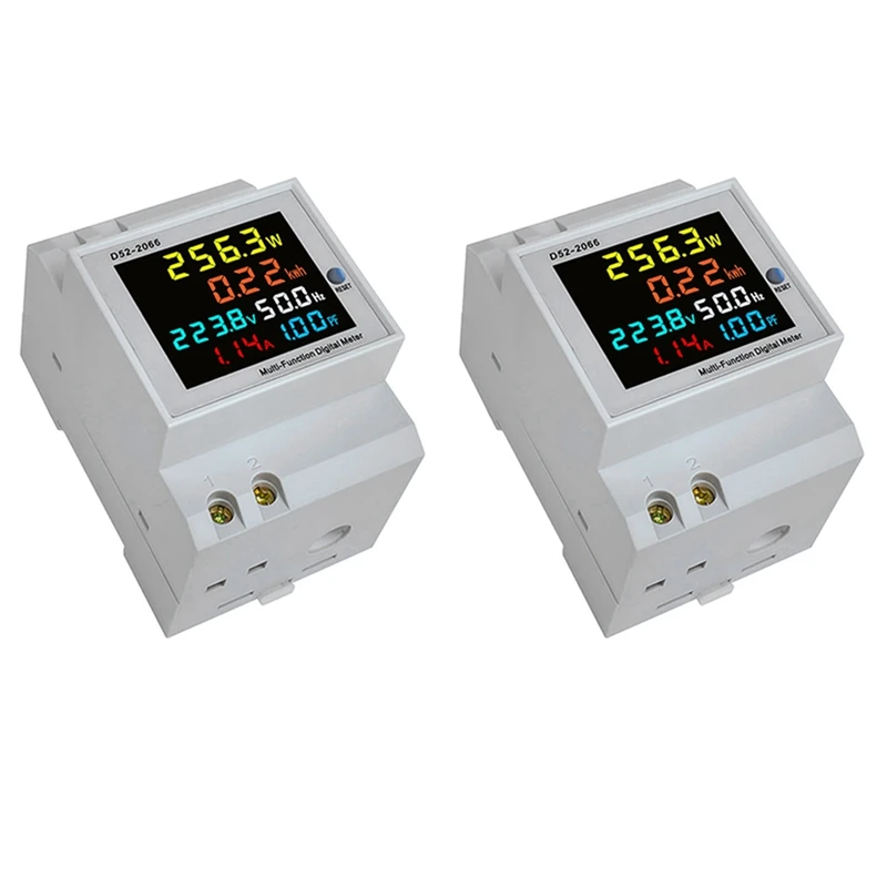 2X Din Rail AC Monitor 6IN1 250-450V 100A Voltage Current Power Factor Active KWH Electric Energy Frequency Meter VOLT CNIM Hot