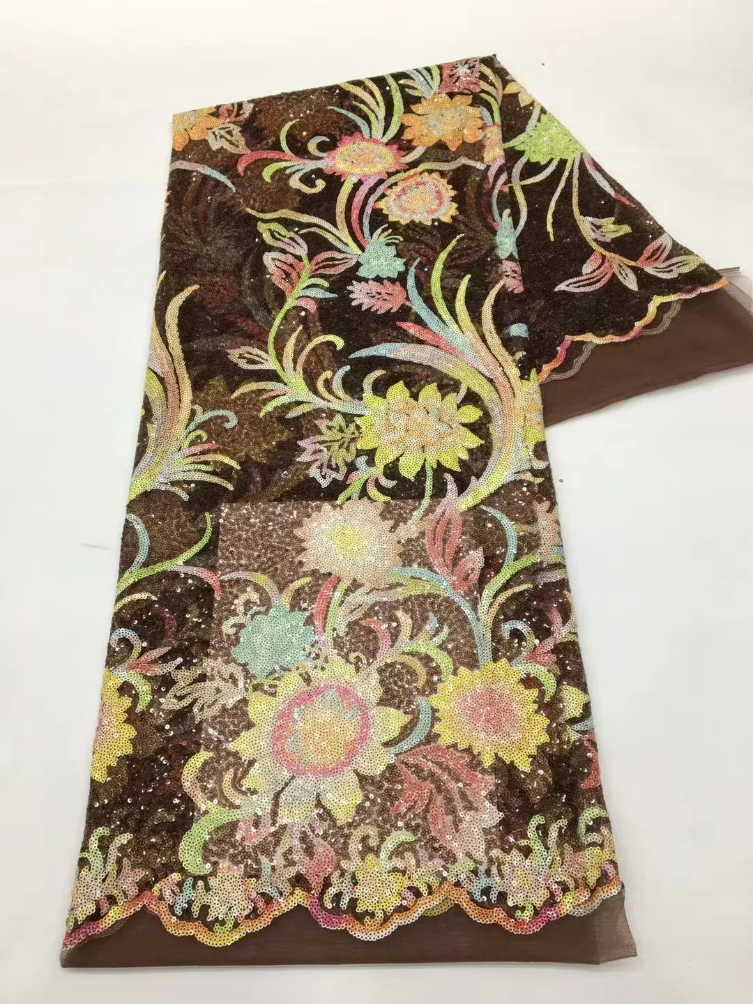 2025 novo africano francês nigeriano tecido de renda alta qualidade com lantejoulas malha para bordado festa casamento noiva vestido costura