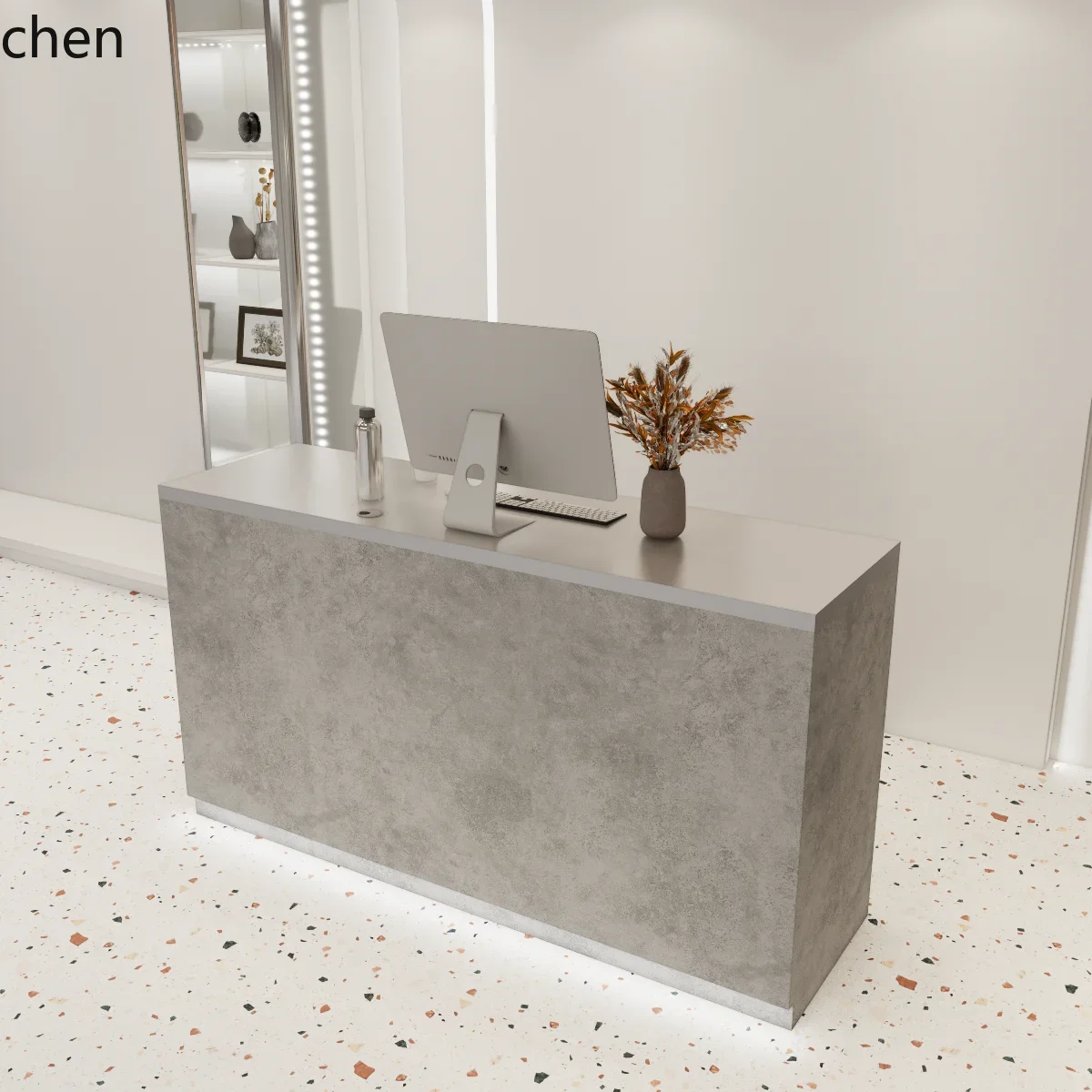 ZML Simple Modern Beauty Stainless Steel Front Desk Hair Salon Cashier Desk Reception Desk