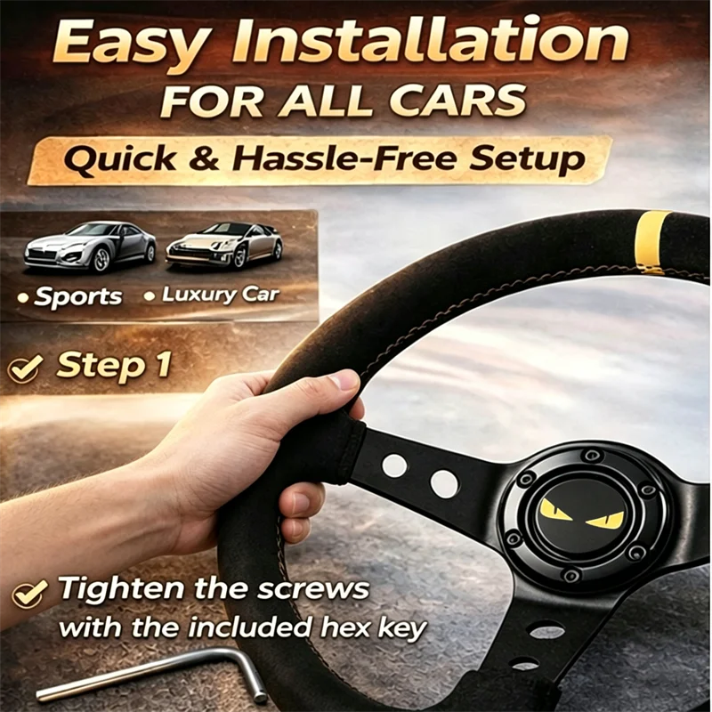 Universal 14-inch 350mm suede car aluminium alloy racing steering wheel deep-dish hub drift sport car steering wheel - view 4