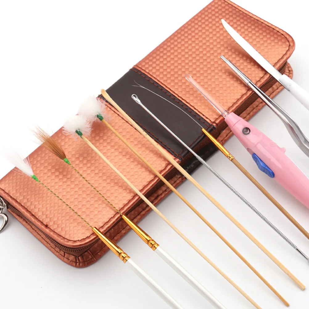 

10-częściowy набор для выбора из нержавеющей стали, набор спиральных ложок для ушей, бытовые инструменты для чистки ушей, сумка для хранения из искусственной кожи, противоскользящая ручка