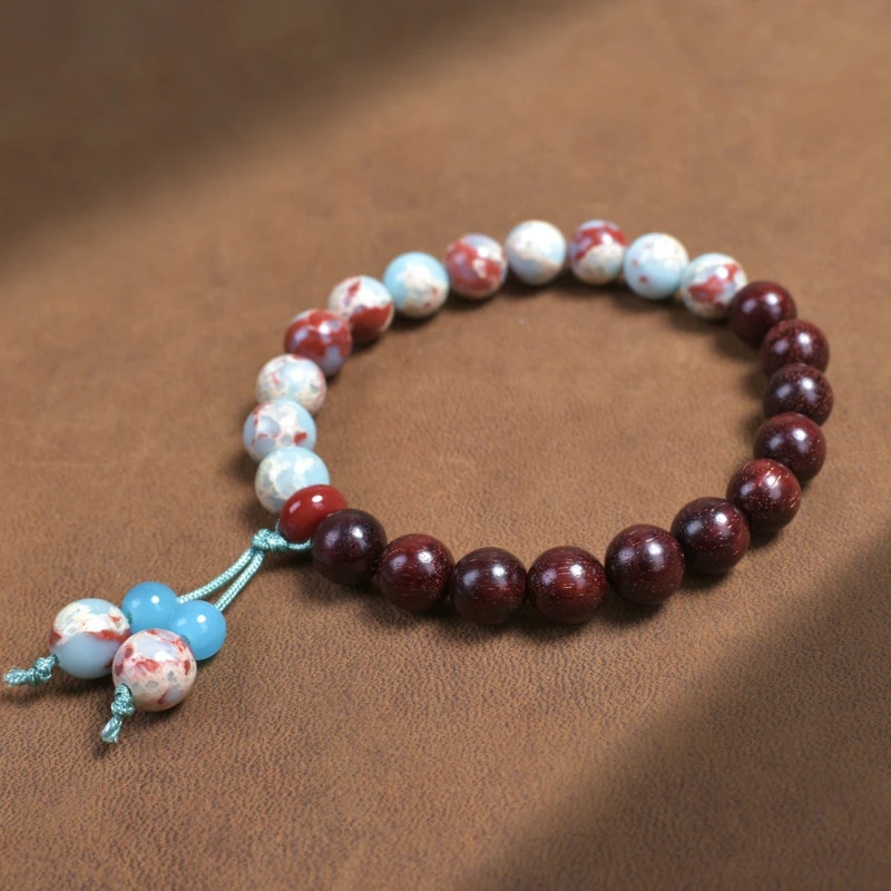 Perfect Gift Unisex Indian Red Sandalwood Shoushan Stone Bracelet Buddhist Rosary Hand Chain Playable Fashion Accessory