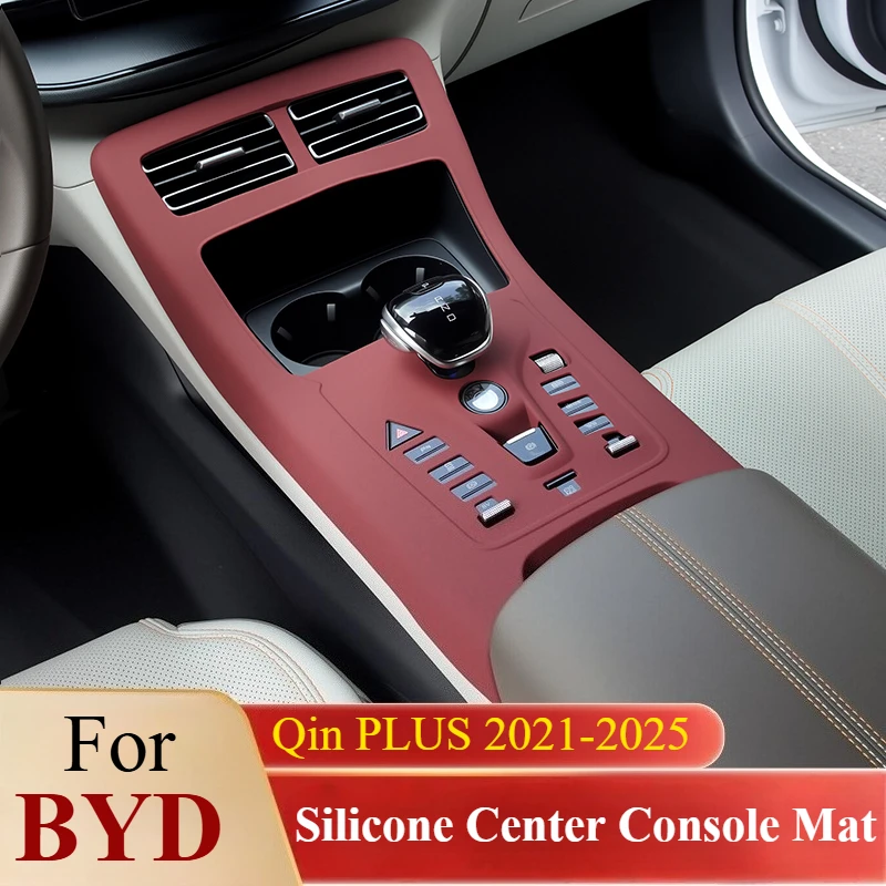 

For BYD Qin PLUS 2021-2025: Silicone Center Console Mat - Anti-Scratch, Drop-In Fit & Custom