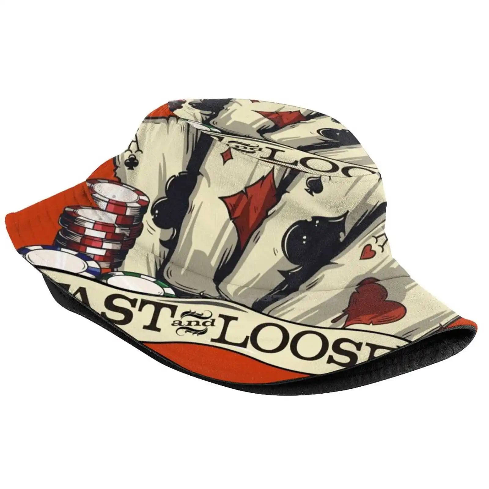 Poker Cards Aces Chips Fast And Loose Sun Cap Fisherman Hat Bucket Hats Aces Ace Of Hearts Poker Chips Fast And Loose Gambling