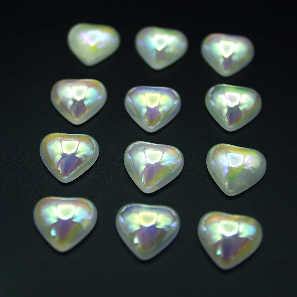 10 Pieces 17 * 18mm  Mirror Feeling  Emitting Golden Light  Love Flat Bottom Beads  DIY Makes Jewelry Ring Accessories Materials