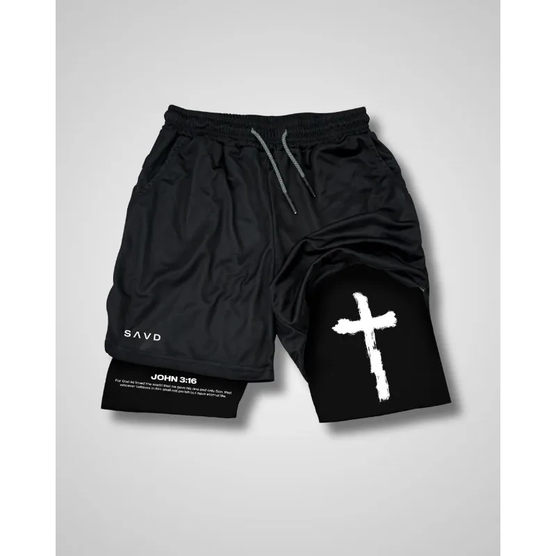 شورت رياضي كاجوال منسوج ثقيل من العلامة التجارية الكلاسيكية سريع الجفاف SAVD High Street 2025 نمط كبير مطبوع عليه حروف عالي جرام #5