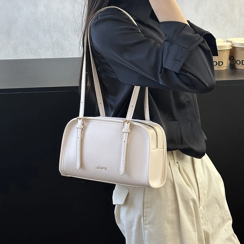 

Корейская ретро сумка для боулинга, большая вместительная кожаная сумка на плечо для женщин, модная сумка на плечо под мышками, модная сумка через плечо