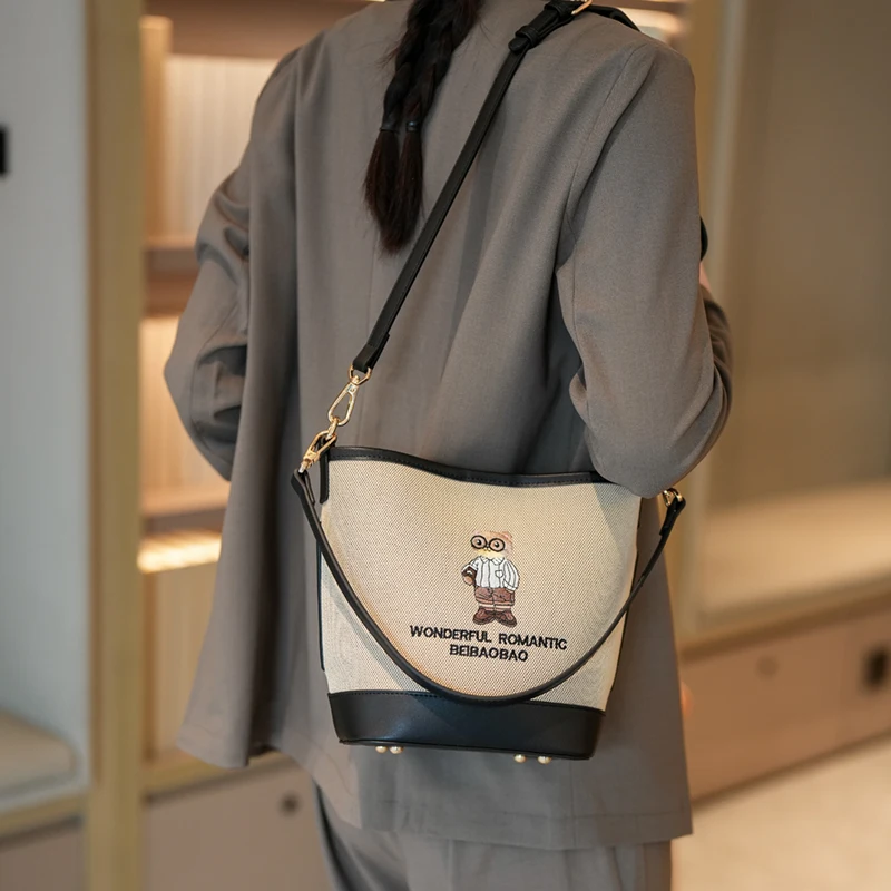 

2026 новая сумка-ведро, модная сумка через плечо, женская сумка с мультяшным дизайном, большая вместительная сумка для женщин