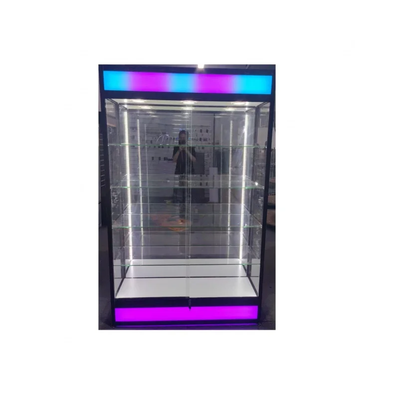 

Custom. Smoke Shop Display Cheap Price Glass Wall Store Display Cabinet Showcases Back Mirror