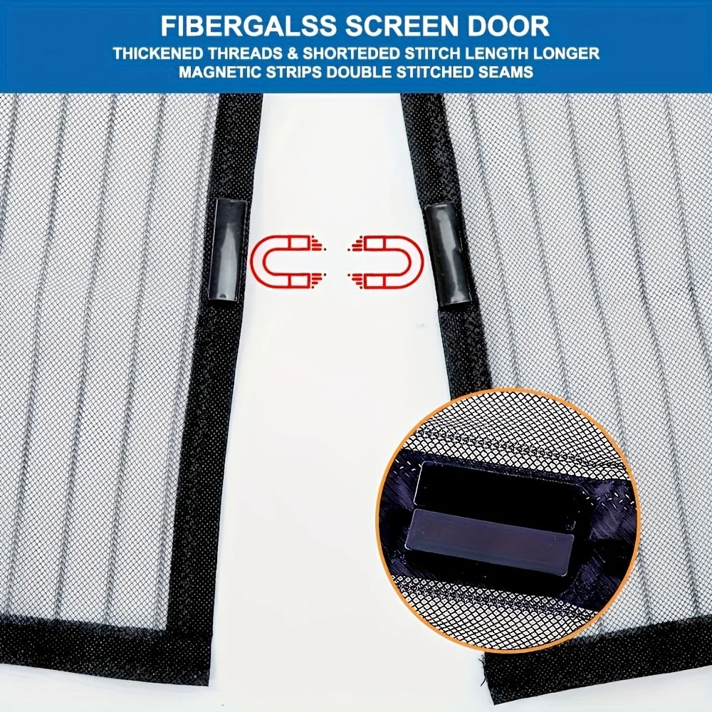 Magnetic soft gauze door curtain, no need to wear magnetic strips, summer mosquito proof door curtain, encrypted embroidery scre