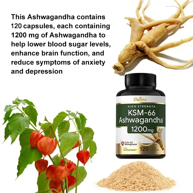 KSM-66 Ashwagandha Root Powder Extract, High Potency Black Pepper, Stress Relief, Adrenal & Thyroid Support - Vegetarian Non-GMO