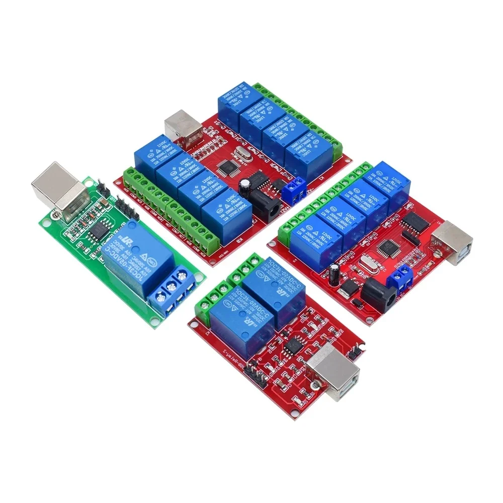 

USB Relay Control 5V 12V 1 2 4 8 Channel Switch Programmable Computer Control For Smart Home PC Intelligent Controller