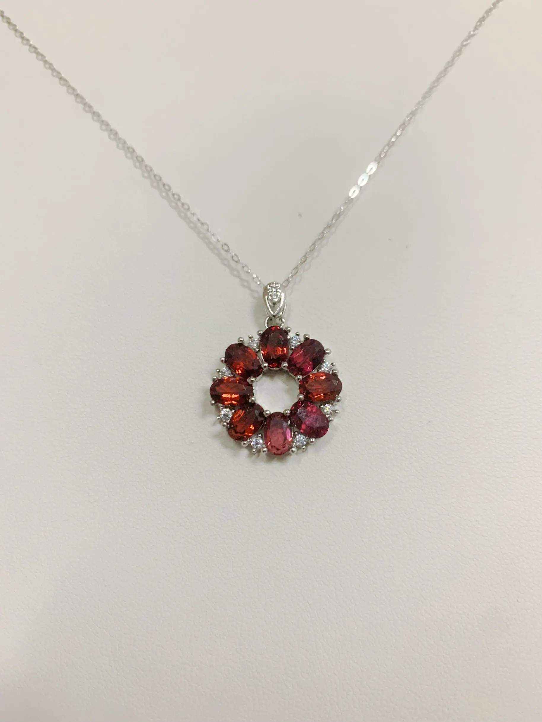 ZECAA grenat rouge bijoux fins femme pendentif grenat rouge avec pierre précieuse grenat rouge naturel 4*6mm pour femme pendentif grenat rouge