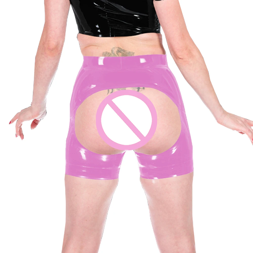 Erotic Spanking Short Leggings Latex Look Women Exotic Fetish Wear Sexy Ravely Party Pole Dance Appreal Novelty Expose Ass Pants