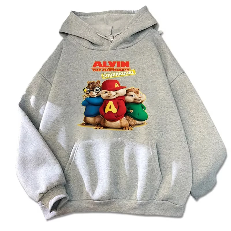 كارتون هوديي ألفين والسنجاب الأخضر الأحمر الأزرق الداكن قميص Camisa S/P الفيلم الترويجي الرسوم المتحركة طويلة الأكمام هودي بلوزات