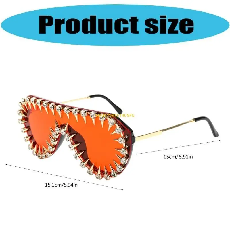 

DXAE Rhinestones Frame Sunglasses with Rivet Studded For Women Men Evening Parties