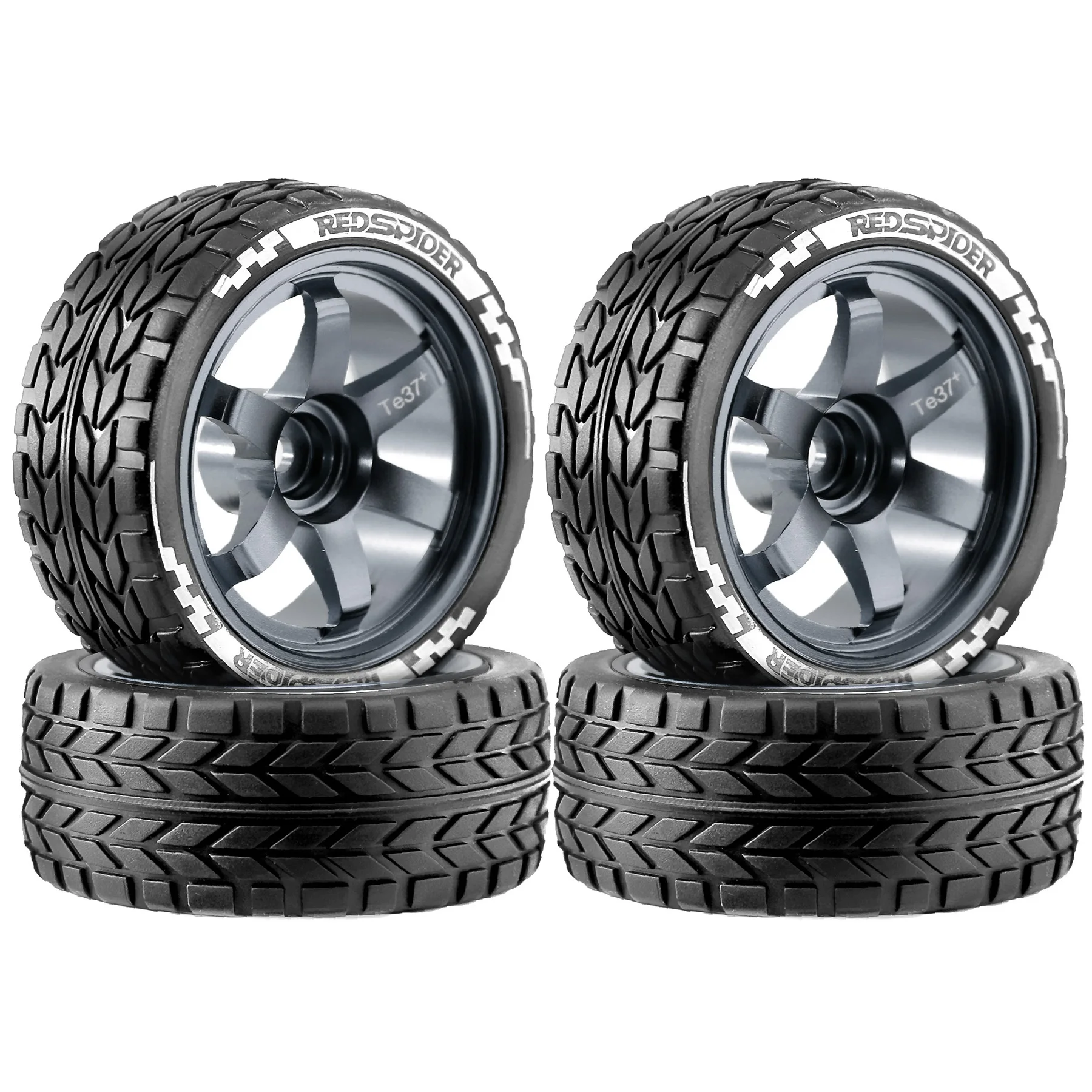 RED SPIDER 4Pcs 1/10 RC On Road Tires  Metal Wheel Rims Drift Rubber Tyre Set For Tamiya TT02 HSP RC Touring Car Upgrade Parts