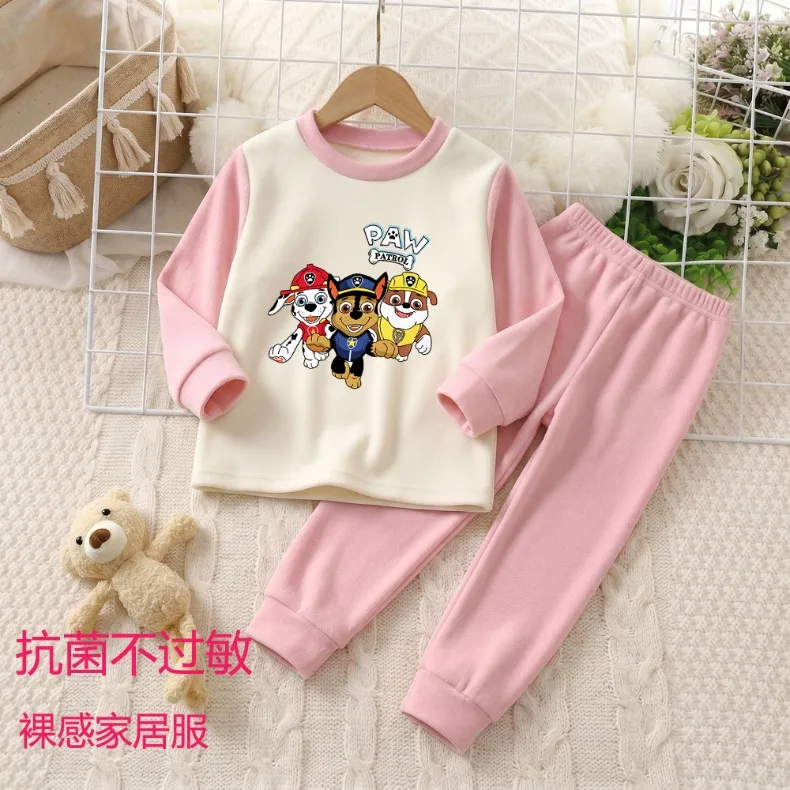 Herbst-Winter Verdickte Warme Jungen-Freizeitkleidung mit Langen Ärmeln, Paw Patrol Bedruckte Weiche Kinder-Pyjamas, Kinderschlafanzug – Detail 7