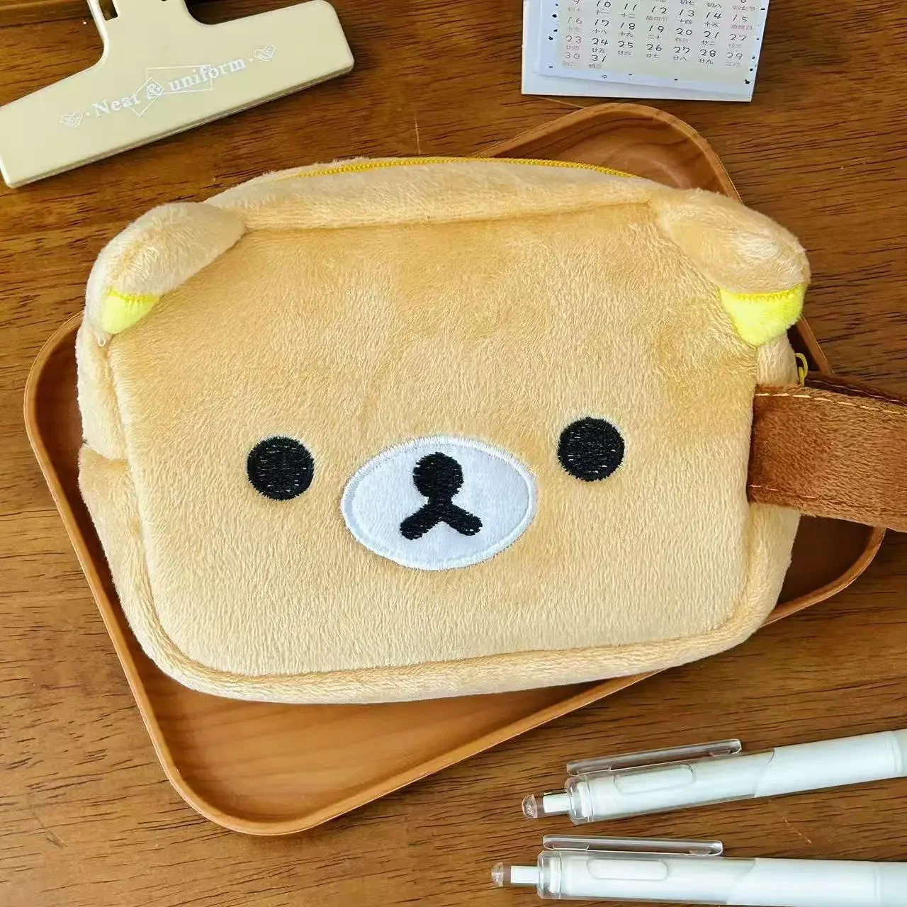 Rilakkuma Coin Purse Cute Bear And Chicken Plush Cartoon Card Holder Short Id Document Pouch Portable Storage Bag For Daily Use