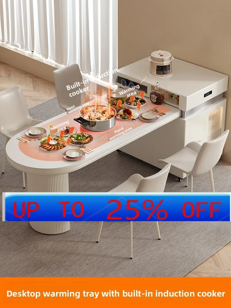 

LMM French Cream Wind Island Dining Table Integrated Retractable Household Dining Table Multifunctional