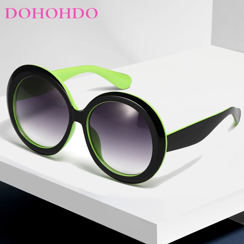 DOHOHDO Vintage Big Round Women Men Sunglasses Oversized Gradient Sun Glasses Male Fashion Luxury Brand Designer Mirror Shades