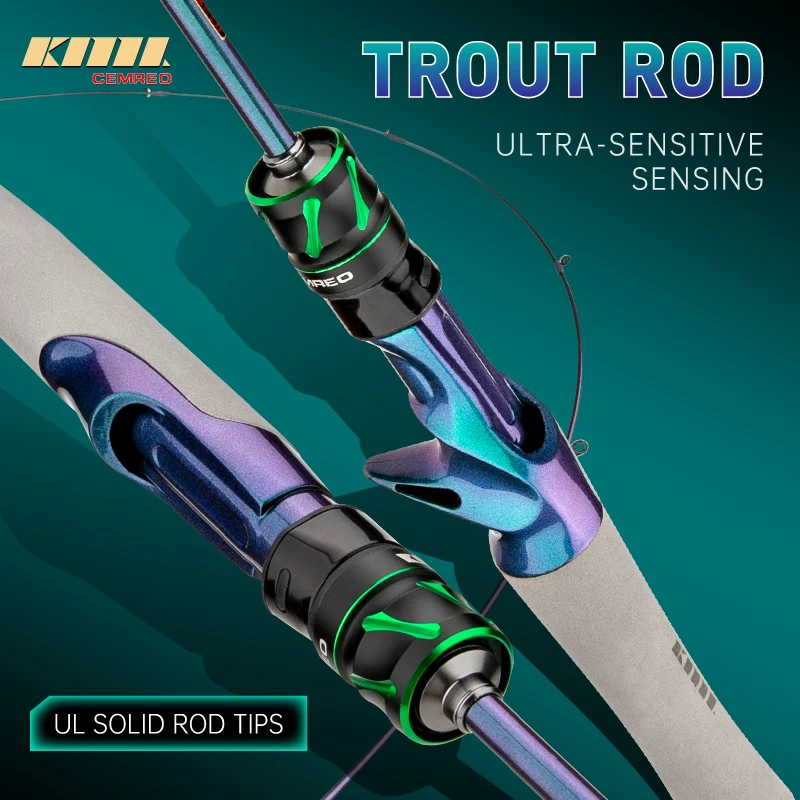 

CEMREO Light Weight UL Fishing Rod 1.35m-1.8m Solid Tip Trout Rod One-piece Carbon Grip Spinning/Bait Casting Trout Fishing Rod