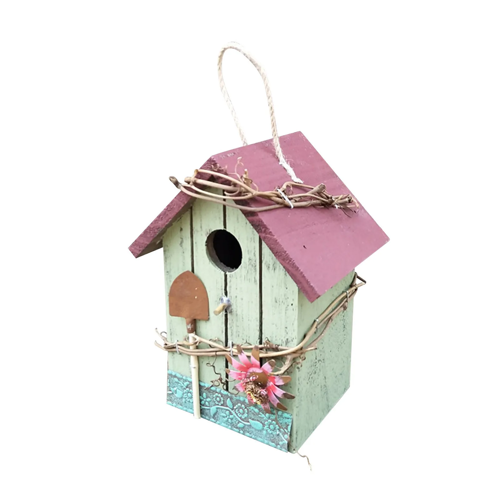 Wooden Bird House Nest Feeder Feeders for Outdoors Decorative Birdhouses outside The Bird's Hanging