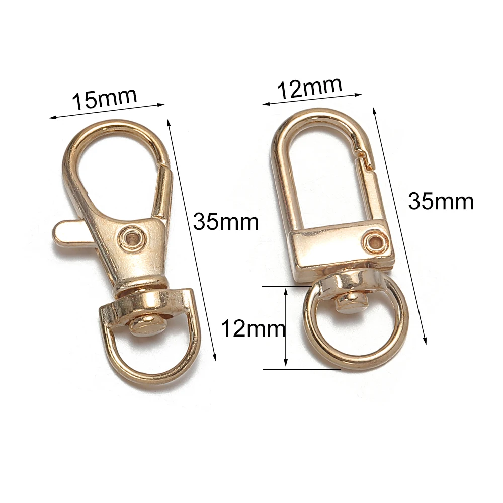 5/10pcs Swivel Connector Carabiner Gold Silver Plated Lobster Clasp Hooks Split Key Ring Handcrafts Clasp for DIY Jewelry Making