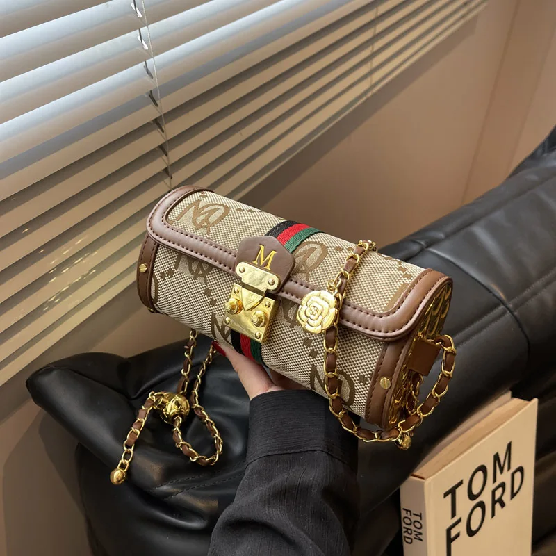 

Luxury high-end designer all-match chain bag women's bag 2025 new fashion niche texture fashion one-shoulder messenger bag cylin