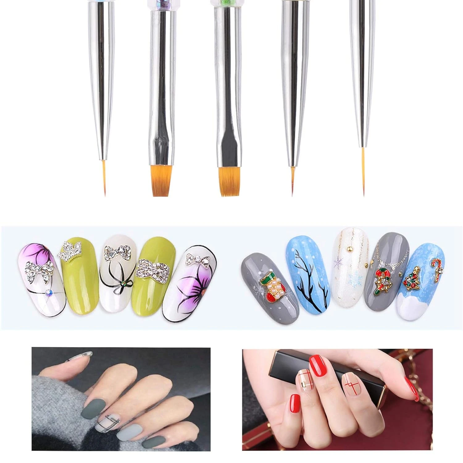 High-End 5-Piece Double-Ended Nail Art Liner Brush Set – Premium Dotting Tools for Gel Polish, Precision Detailing, and Intric