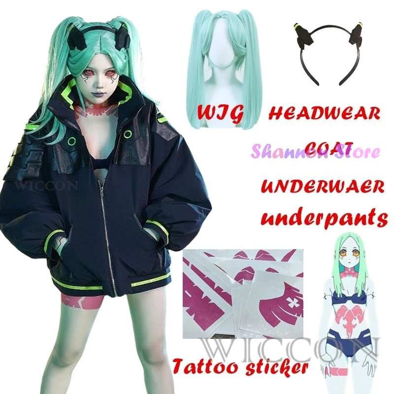 

Anime Edgerunners Rebecca Cosplay Costume Jacket Wig Tattoo Stickers Headwear Suit Halloween Costumes for Women