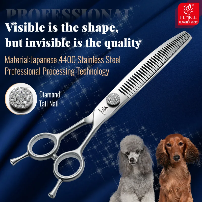 Fenice Professional 7.0/7.5/8 inch JP440C Pet Dog Hair-dressing Grooming Chunker Scissors With Diamond Screw for pet groomers