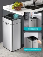 Automatic Large Smart Trash Can Stainless Steel Kitchen Intelligent Sensor Bucket Garbage Dustbin Food Waste Bathroom Trash Can