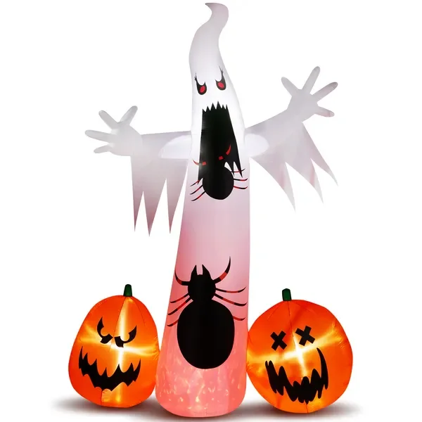 11.8 FT Halloween Inflatables Ghost Spider Pumpkin Outdoor Decorations, Scary Halloween Giant Blow Up Ghost Decorations For Holiday Party Front Yard Lawn Garden Decor