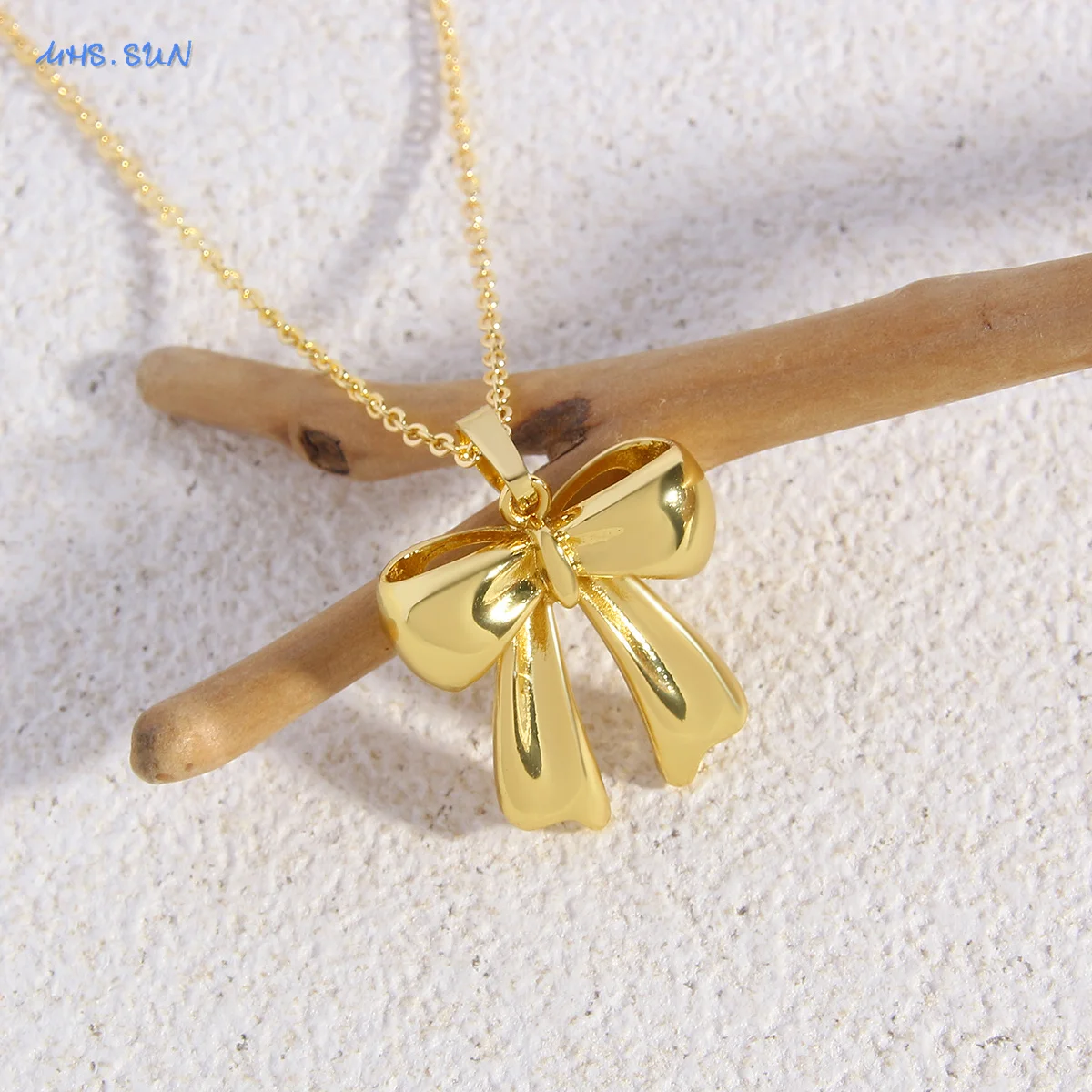 SUNSLL 18K Gold Plated Bow-knot Pendant Necklaces For Women Girls Classic Bow Birthday Party Chain Jewelry 2024 Hot Style